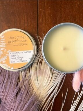 Margot Elena the cottage greenhouse  RELAXING Candle 4 oz Sweet Orange + Cedar